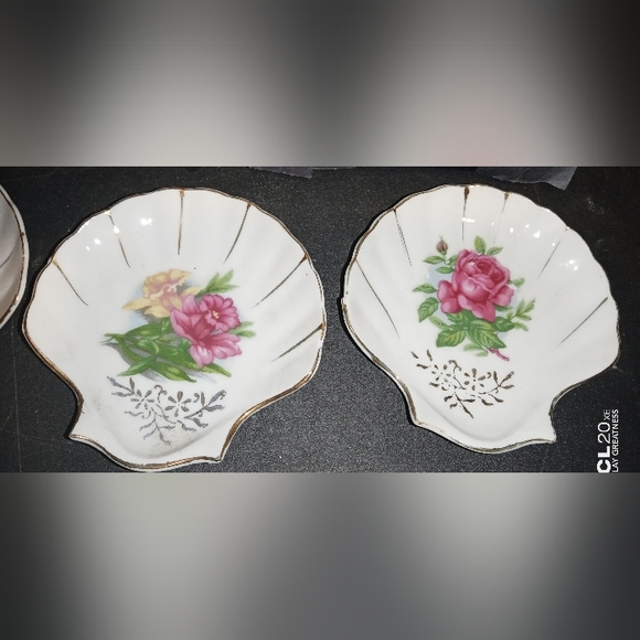 6pc lot vintage shell shaped gold trimmed porcelain trinket dishes - Picture 7 of 9